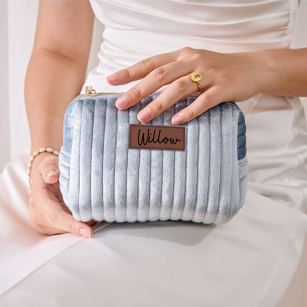 Personalized Leather Patch Makeup Bag for Unique & Love | JNSBag31