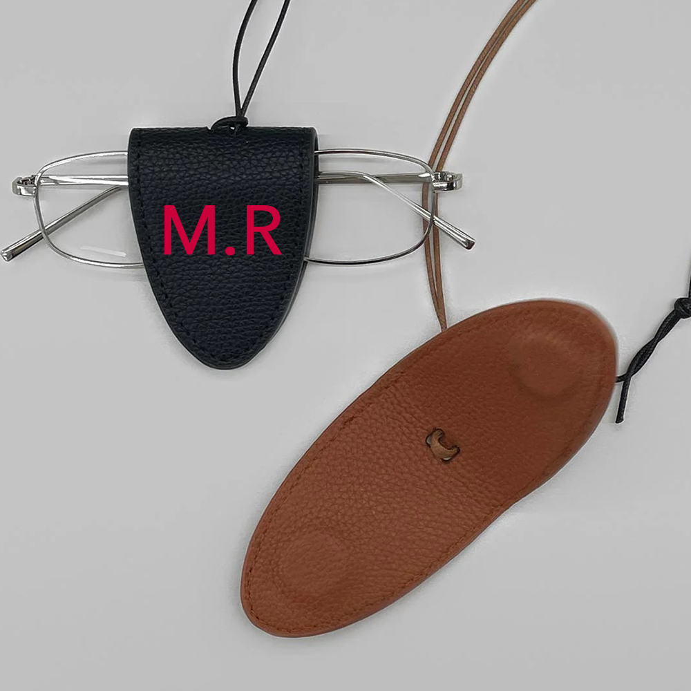 Personalized Name Leather Magnetic Portable Glasses Holder with Strap for Unique & Love | JNSDec162