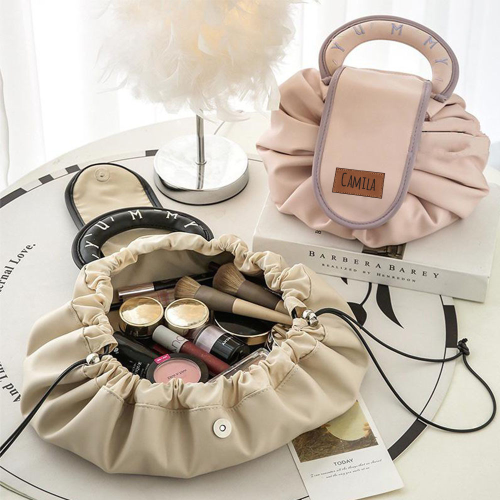 Personalized Leather Drawstring Portable Makeup Bag for Unique & Love | JNSBag104