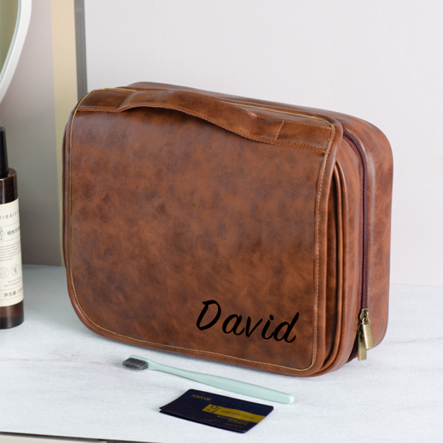 Personalized Leather Monogram Engraved Wash Bag for Unique & Love | JNSBag33