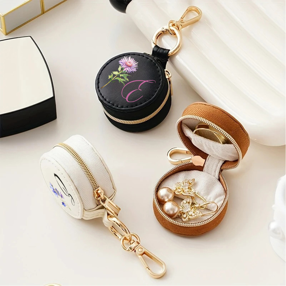 Personalized Birth Flower Leather Travel Portable Jewelry Box for Unique & Love | JNSBag116