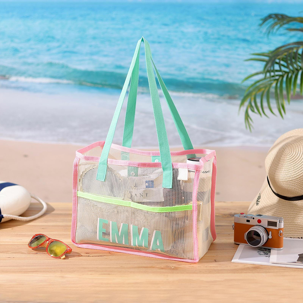 Personalized Monogram Beach Mesh Tote Bag for Unique & Love | JNSBag130