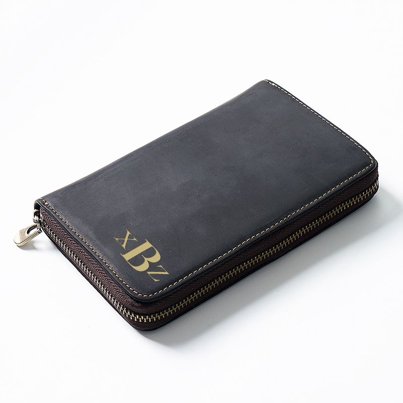Personalized Monogrammed Genuine Leather Pen Holder Organizer with Zipper | JNSBag44