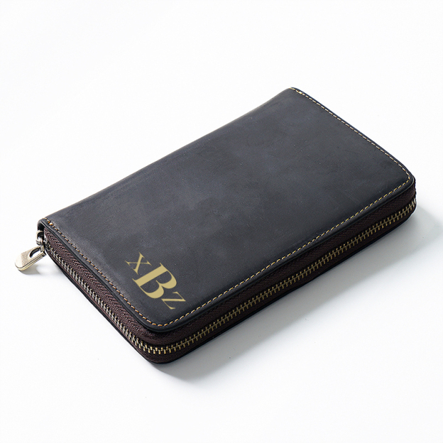 Personalized Monogrammed Genuine Leather Pen Holder Organizer with Zipper | JNSBag44