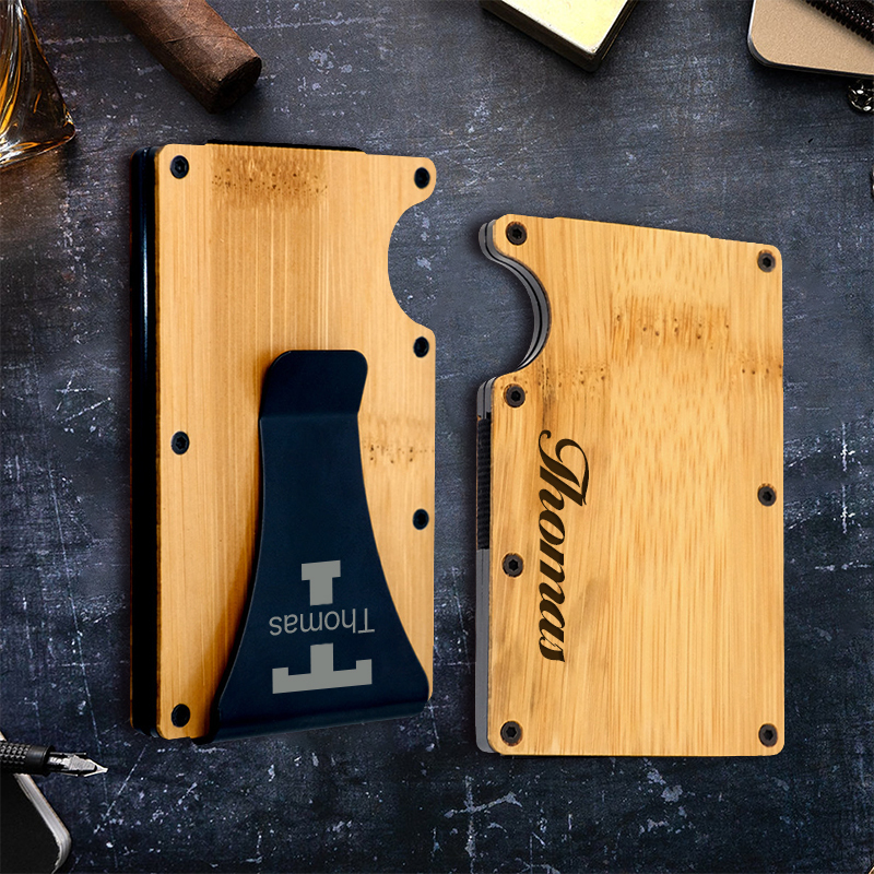 Personalized Monogrammed Engraved Minimalist Slim Wallet | JNSBag58