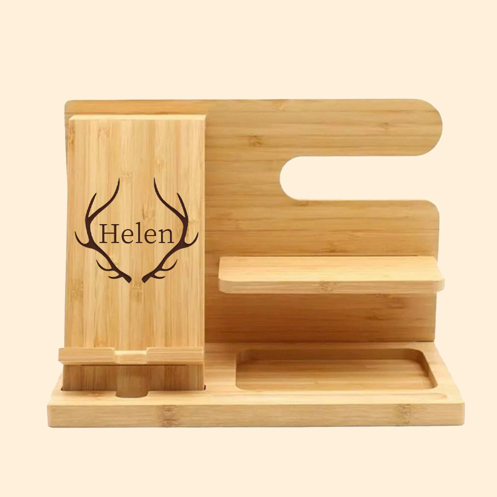 Personalized Wood Engraved Docking Station | JNSDec101