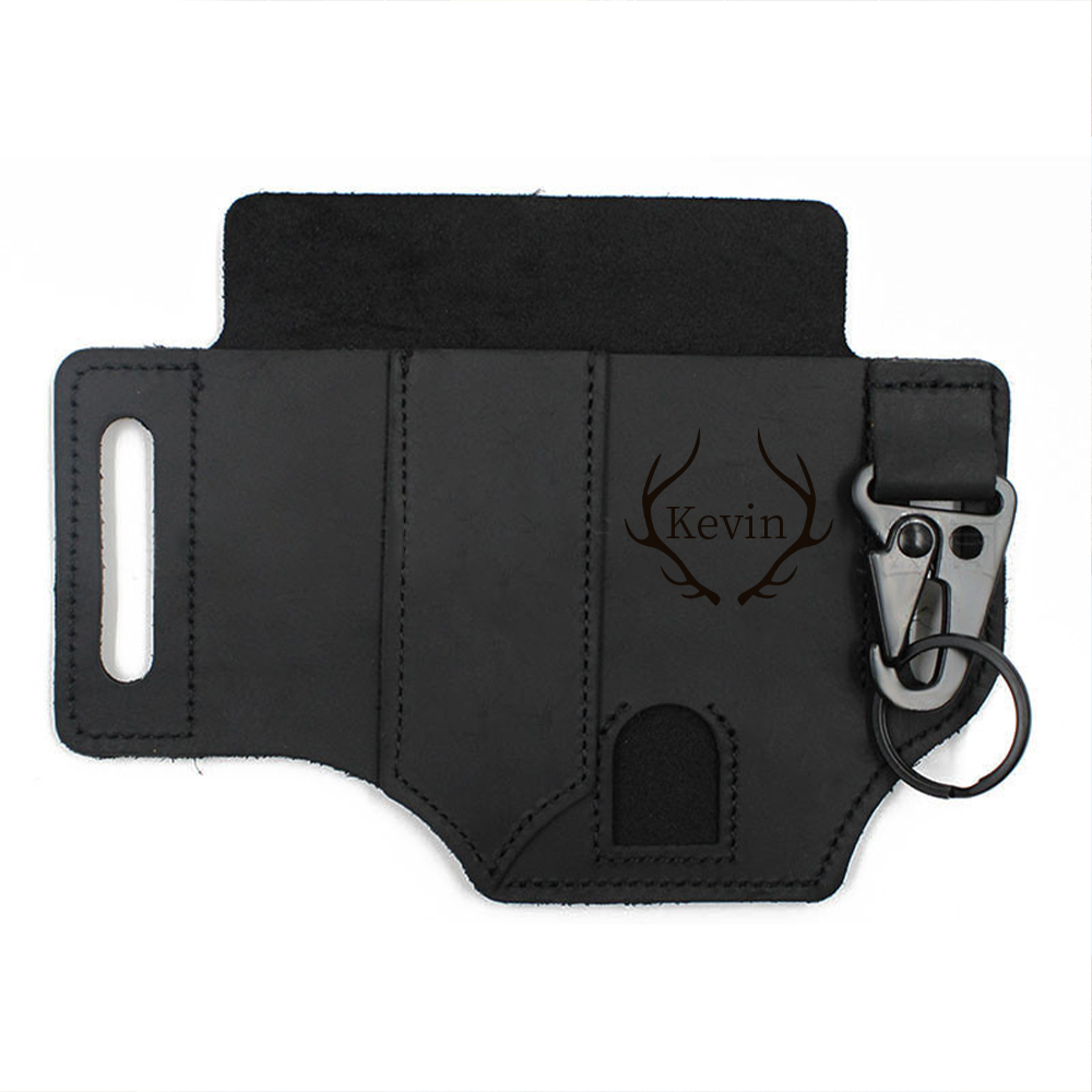 Personalized Name Engraved Multifunction Genuine Leather Belt Buckle Holder | JNSBag58