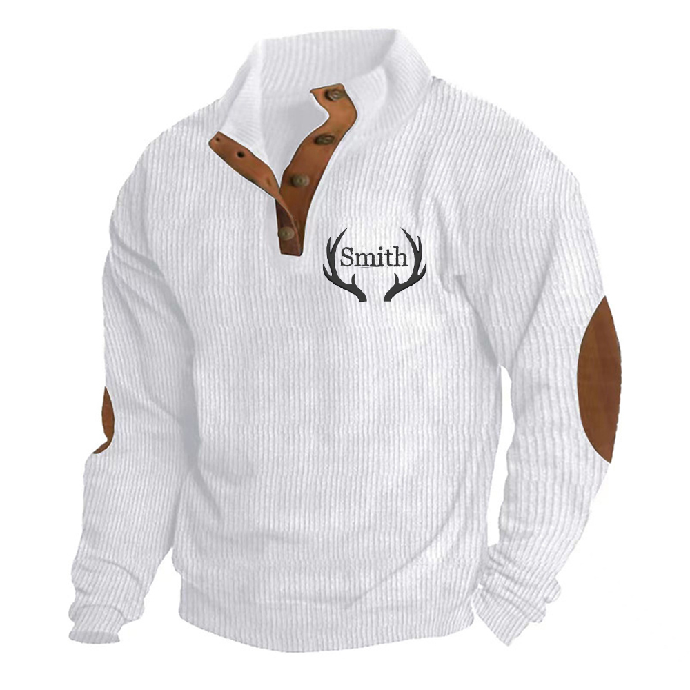 Personalized Monogram Embroidered Corduroy Men Sweatshirt | JNSCloth39