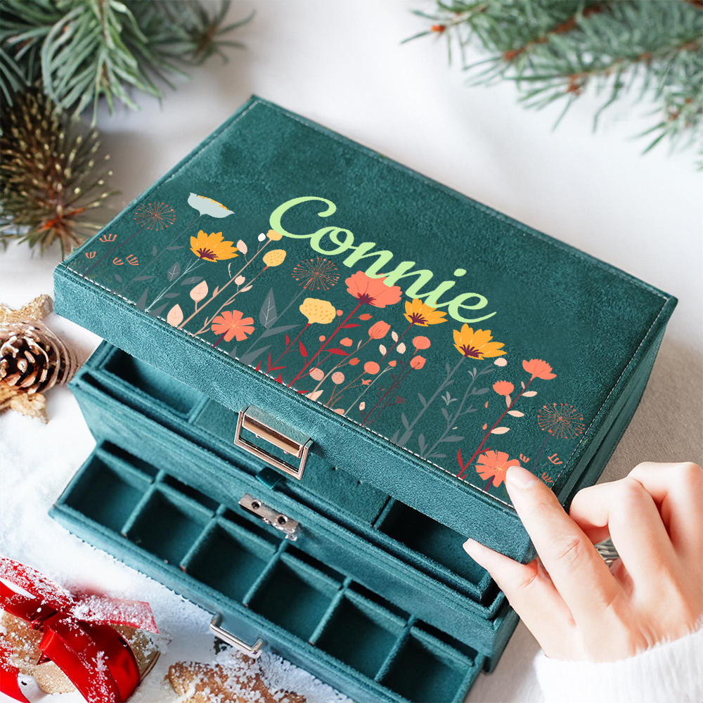 Personalized Name Velvet Jewelry Box with Drawer | JNSCase02