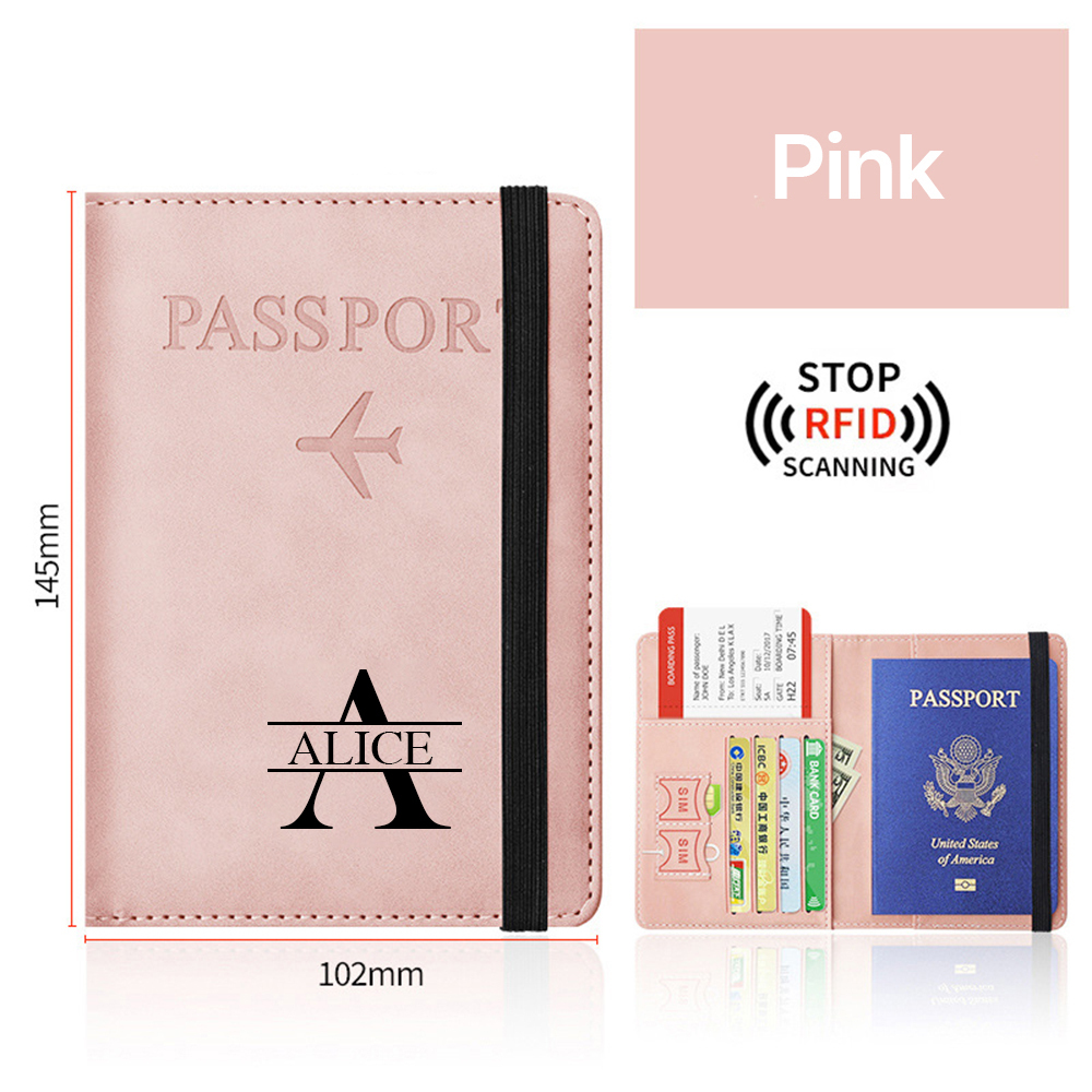 Personalized Monogram Leather Passport Cover with RFID Blocking | JNSCase01