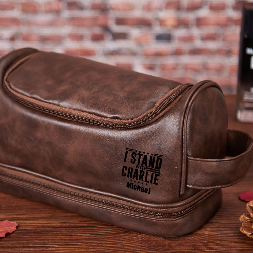 Personalized Leather Monogram Engraved Wash Bag for Unique & Love | JNSBag111