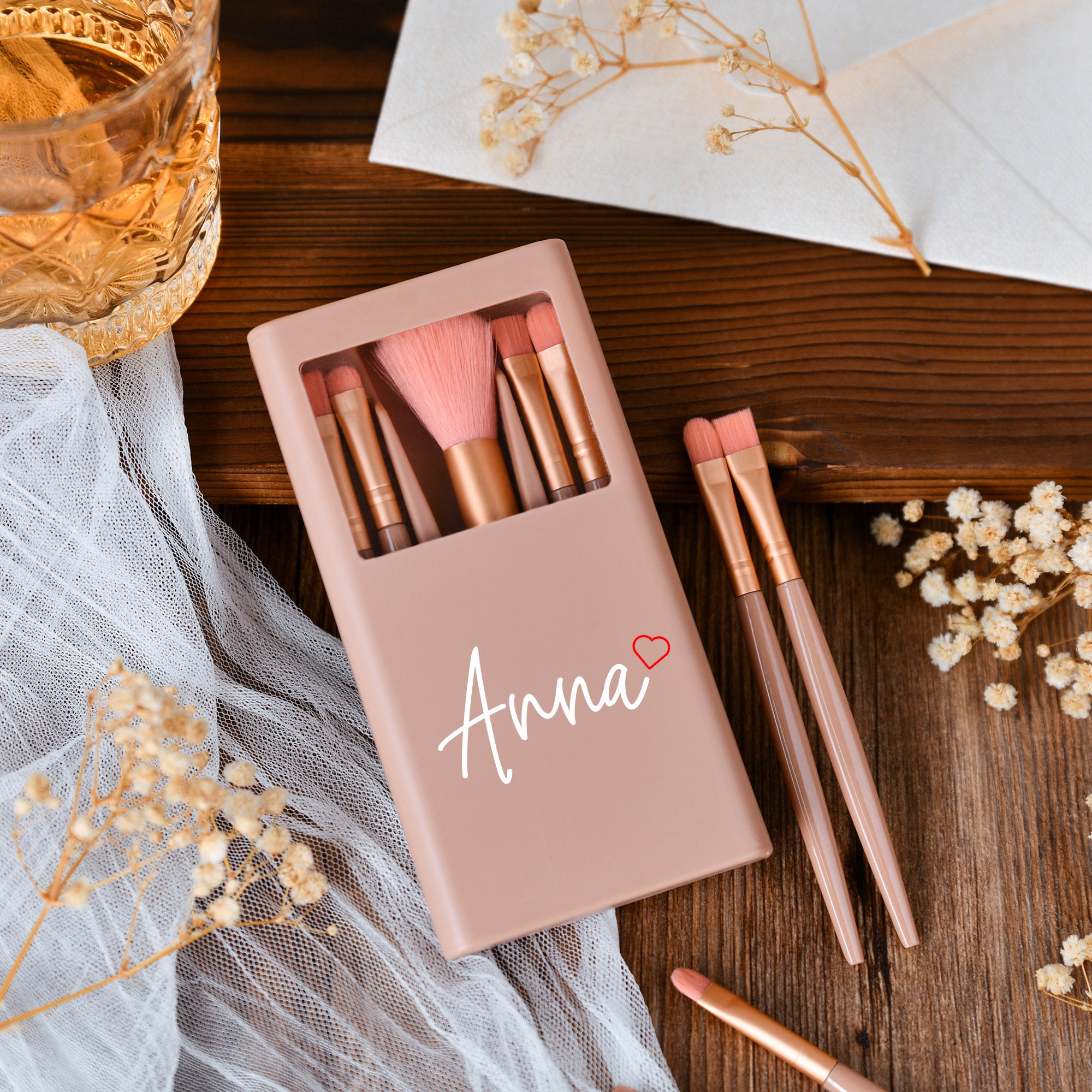 Personalized Makeup Brush Set with Mirror for Unique & Love | JNSBag19