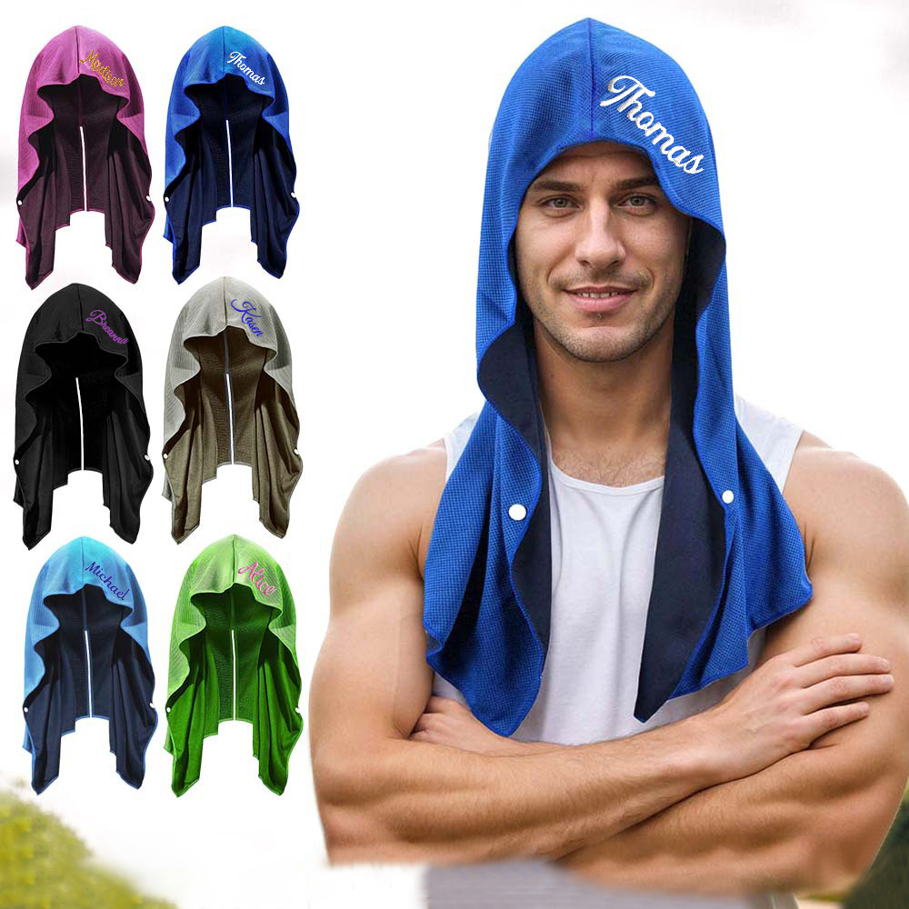 Personalized Quick Drying Cooling Hoodie Towel for Neck and Face UV Su