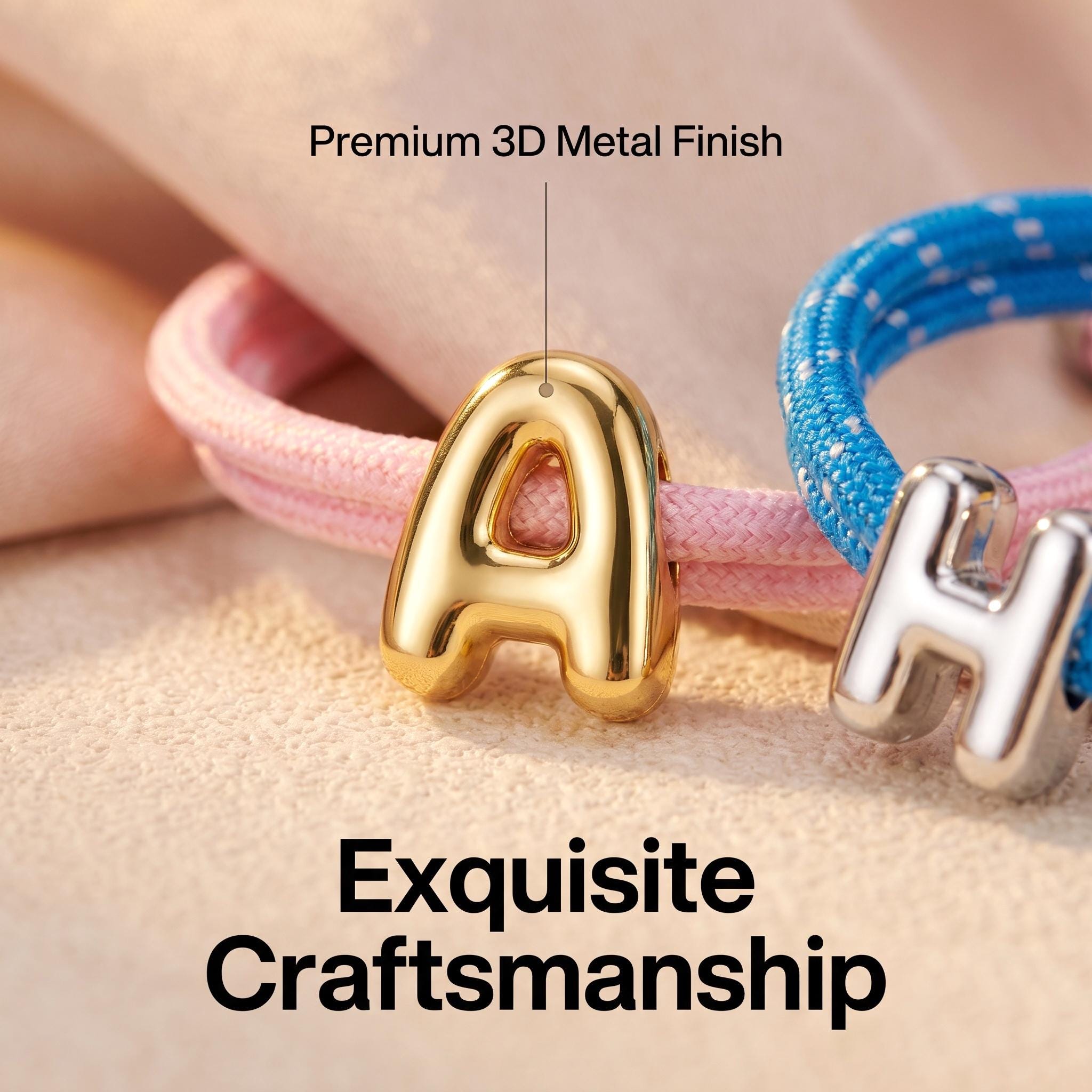 Personalized Bubble Letter Rope Bracelet With Adjustable Knot for Unique and Love | JNSDec221