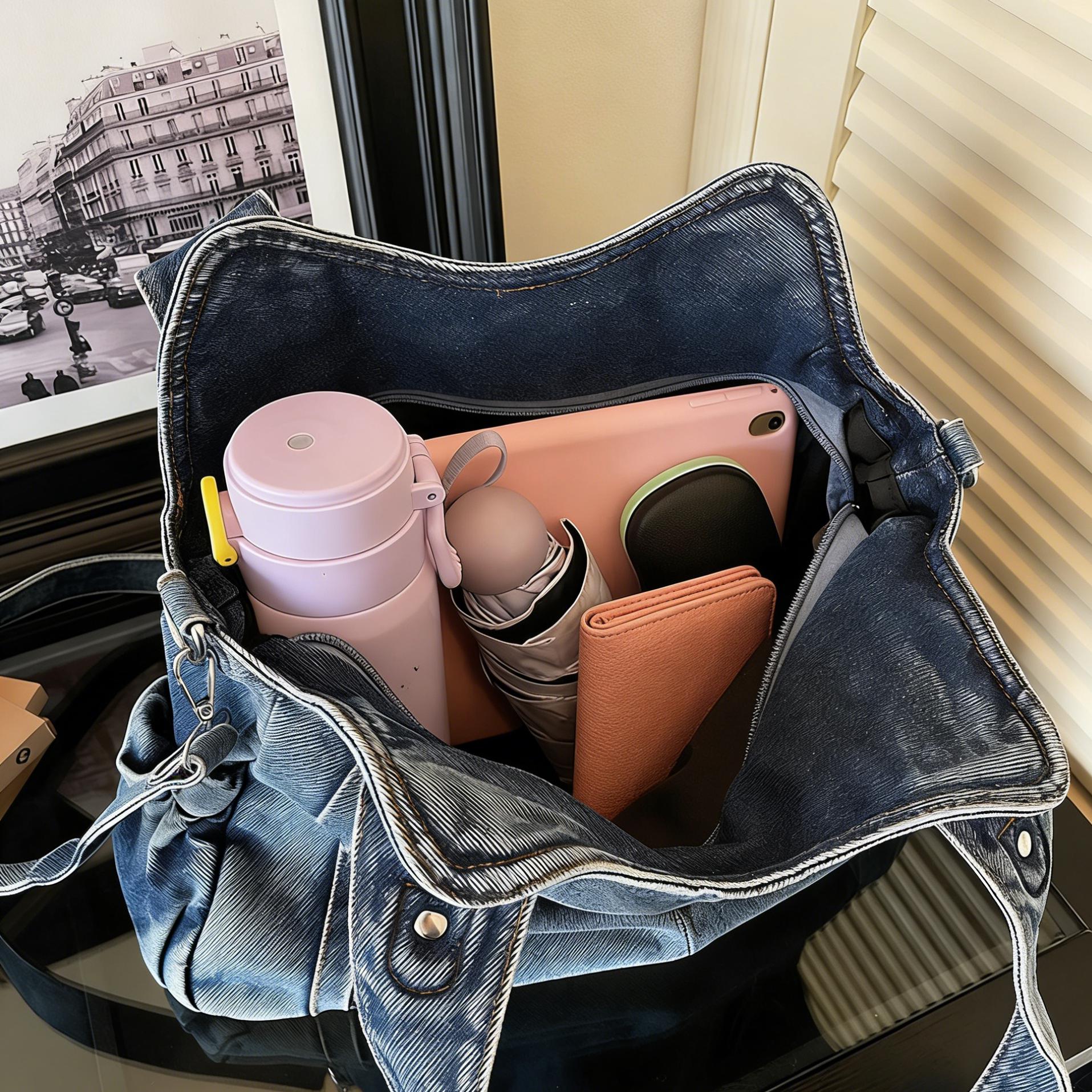 Personalized Hand Embroidered Retro Denim Tote Bag  for Unique & Love | JNSBag144