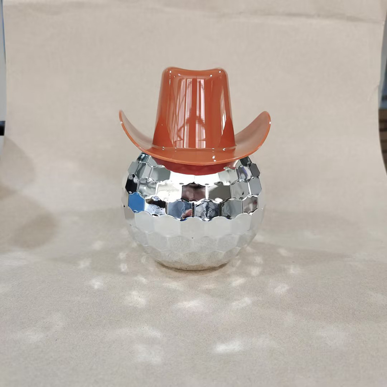 Personalized Cowboy Hat Disco Ball Cup with Straw for Unique & Love | JNSDec90