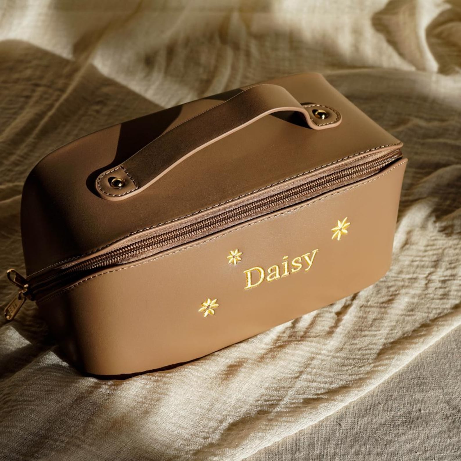 Personalized Embroidered Leather Makeup Bag for Unique & Love | JNSBag85