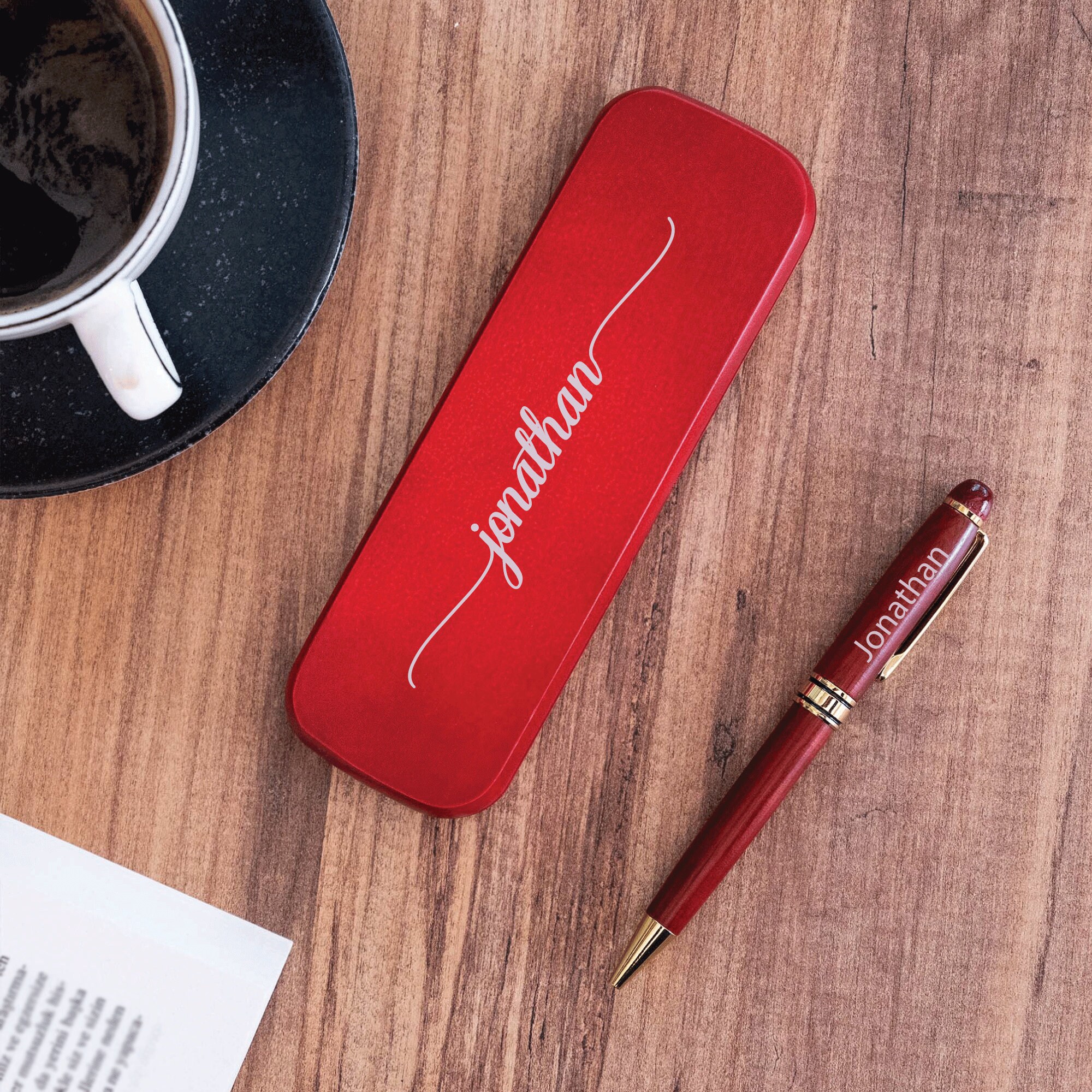 Personalized Monogram Wood Engraved Pen Set | JNSDec94