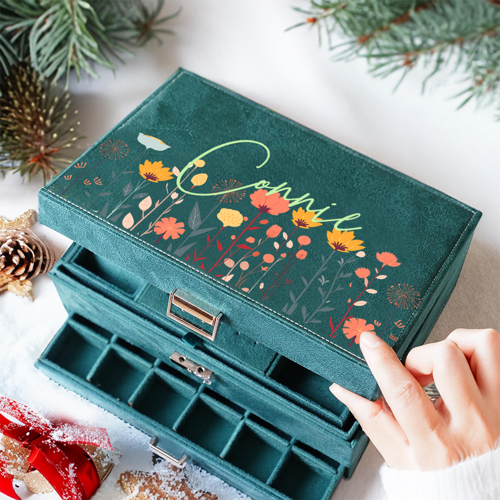 Personalized Name Velvet Jewelry Box with Drawer | JNSCase02