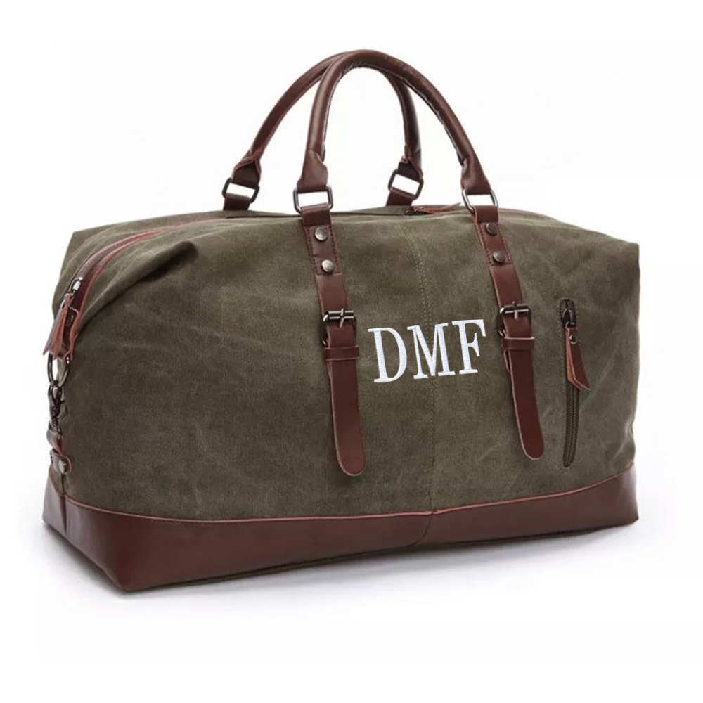 Personalized Monogram Embroidered Men’s Leather Duffle Bag | JNSBag83