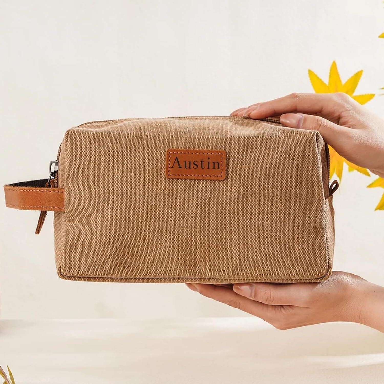 Personalized Leather Monogram Engraved Toiletry Bag for Unique & Love | JNSBag20