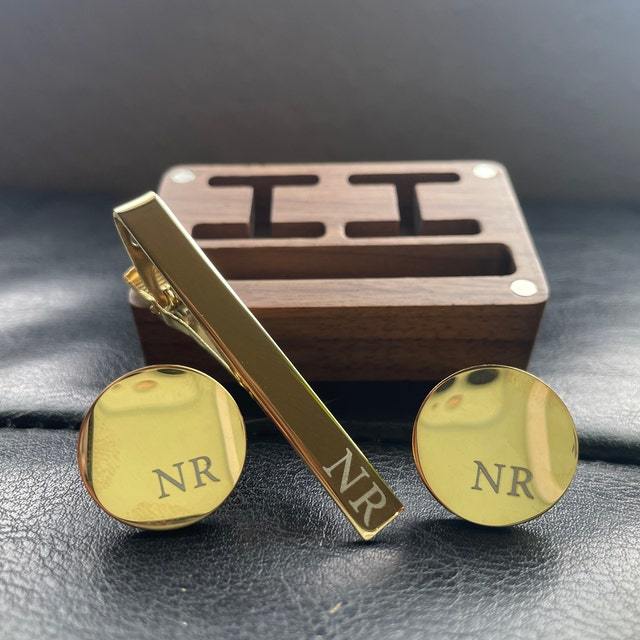 Personalized Men's Cufflink & Tie Clip Set for Unique & Love | JNSDec49