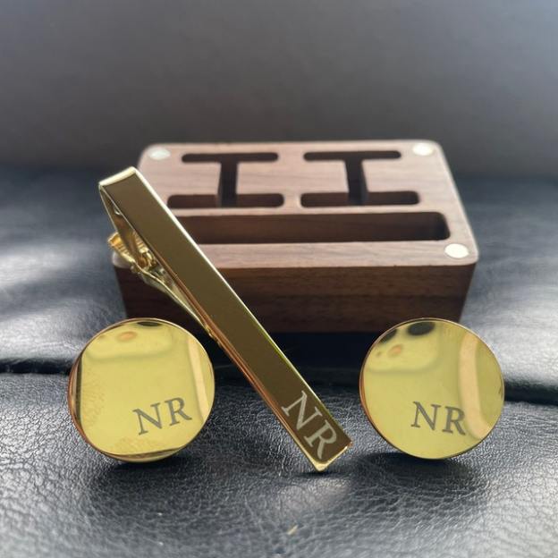 Personalized Men's Cufflink & Tie Clip Set for Unique & Love | JNSDec49