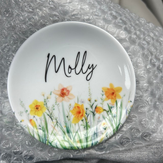 Personalized Birth Month Flower Ring Dish With Name for Unique & Love | JNSDec58