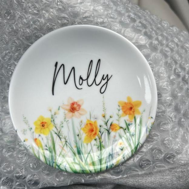 Personalized Birth Month Flower Ring Dish With Name for Unique & Love | JNSDec58