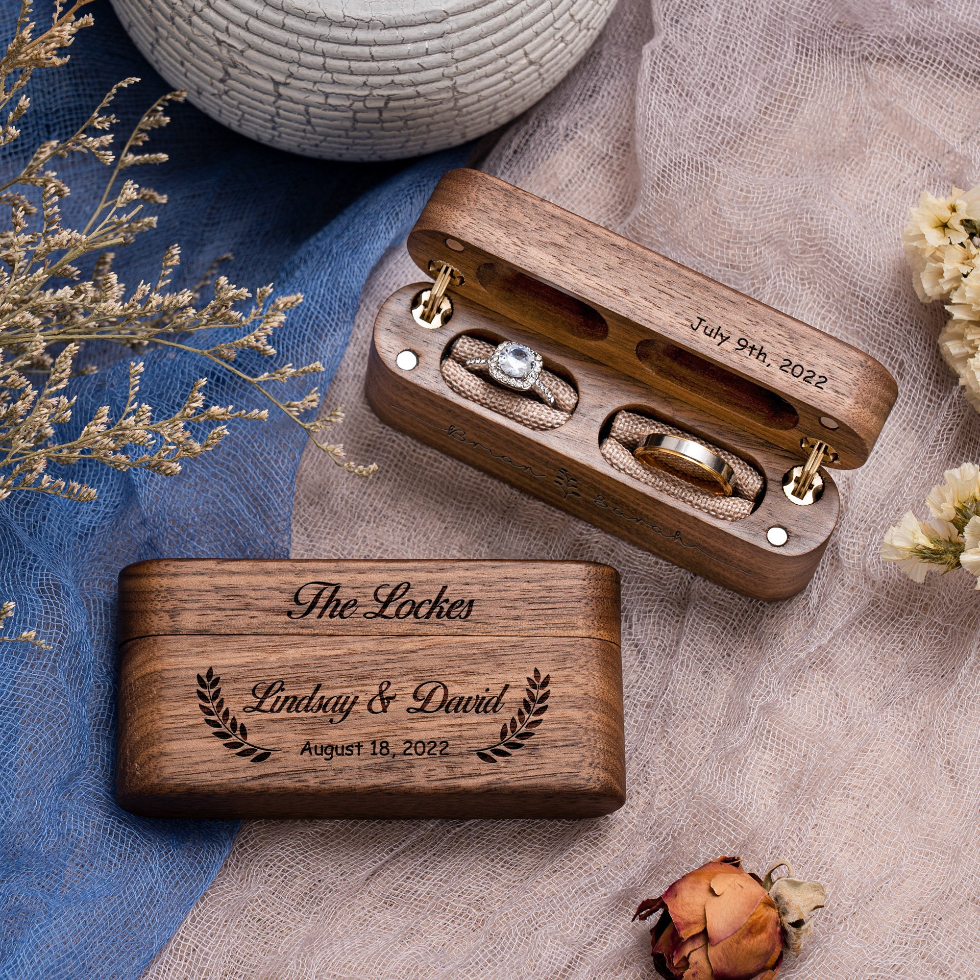 Personalized Wooden Wedding Ring Box for Unique & Love | JNSDec158