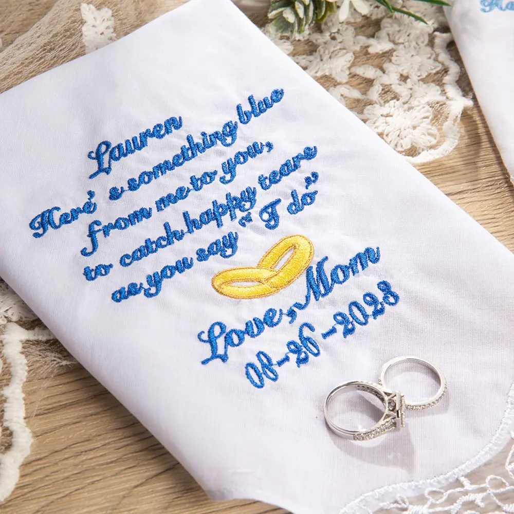 Personalized Wedding Lace Embroidery Handkerchief for Unique & Love | JNSCloth05