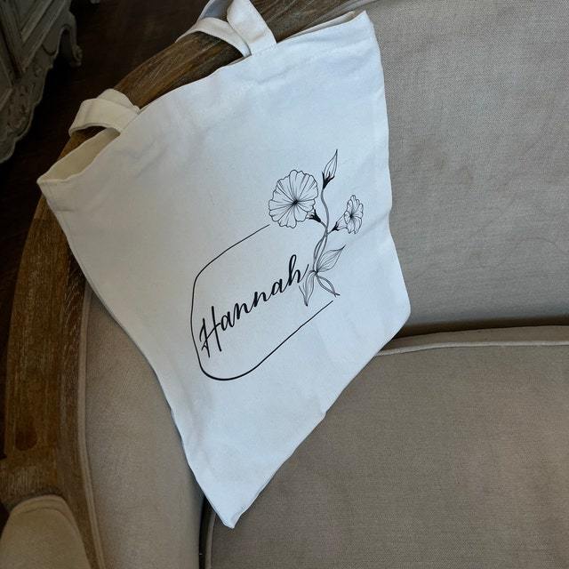 Personalized Birth Month Flower Canvas Tote Bag for Unique & Love | JNSBag12
