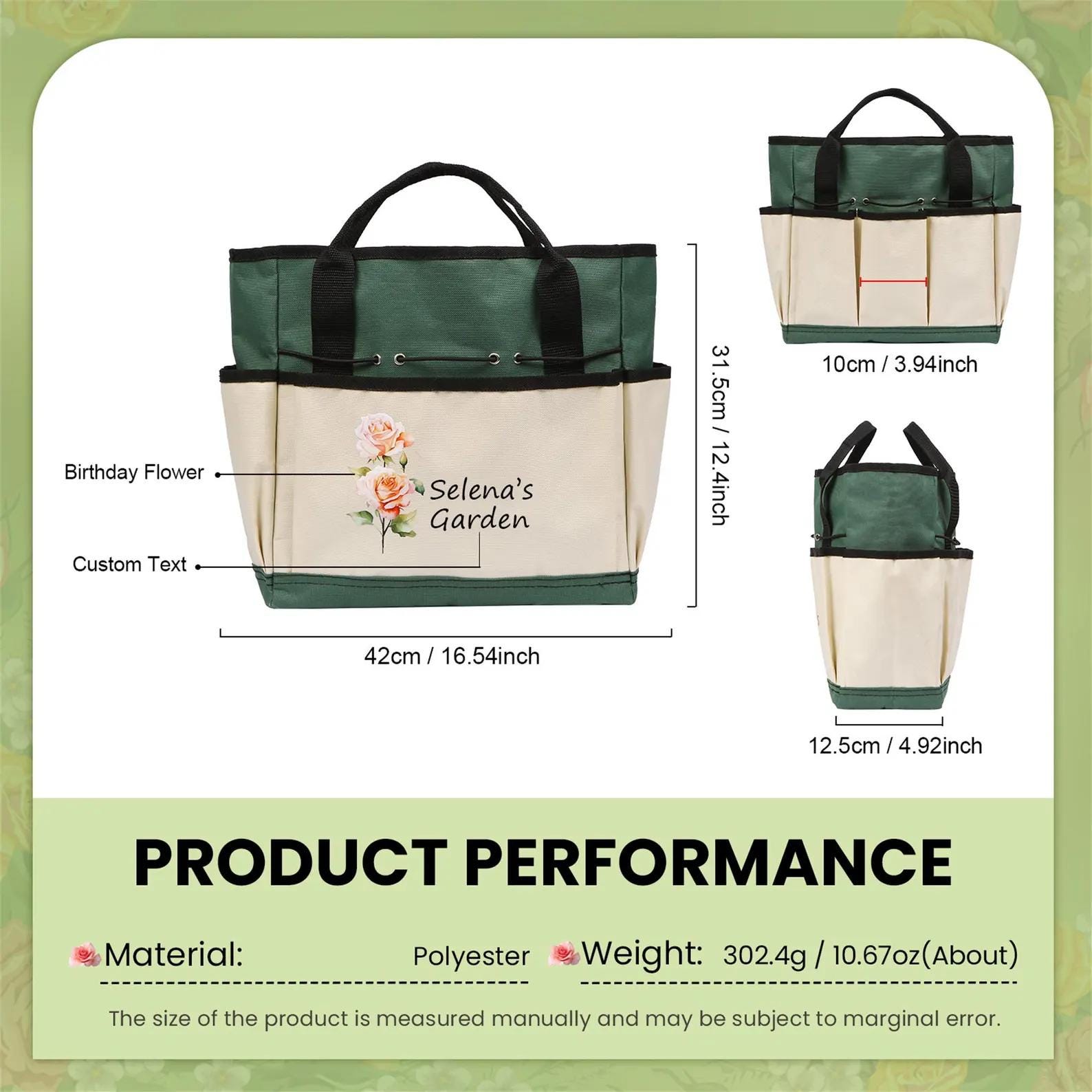Personalized Name Birth Month Flower Gardening Bag for Unique & Love | JNSBag121