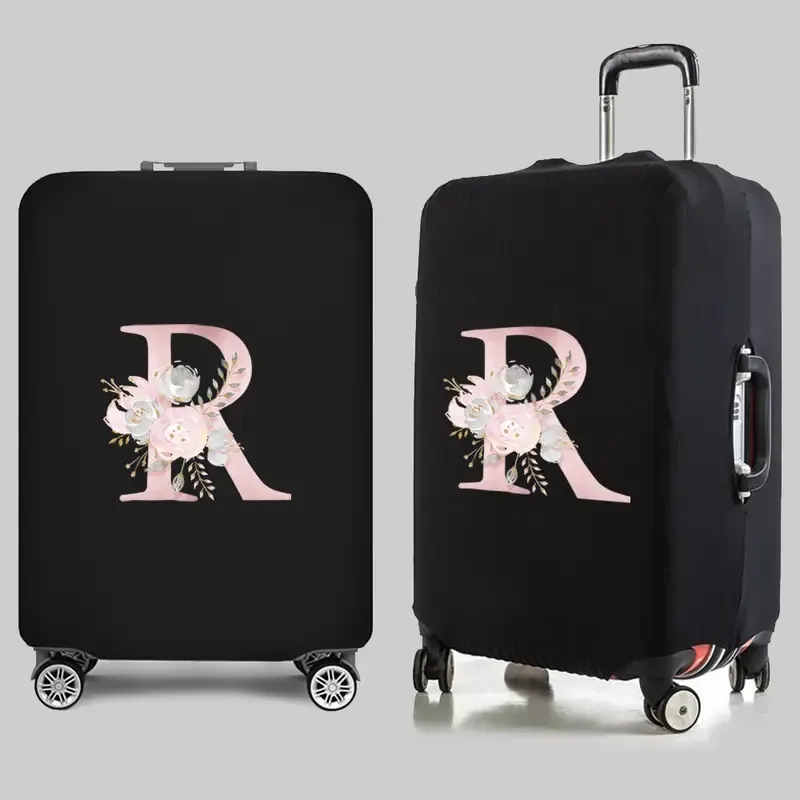 Personalized Travel Luggage Flower Letter Print Elastic Protective Covers for Unique & Love | JNSBag13