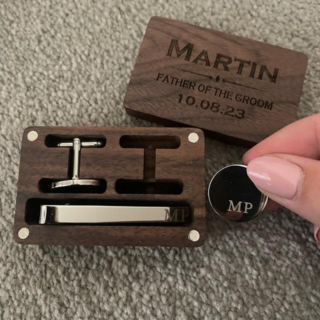 Personalized Men's Cufflink & Tie Clip Set for Unique & Love | JNSDec49