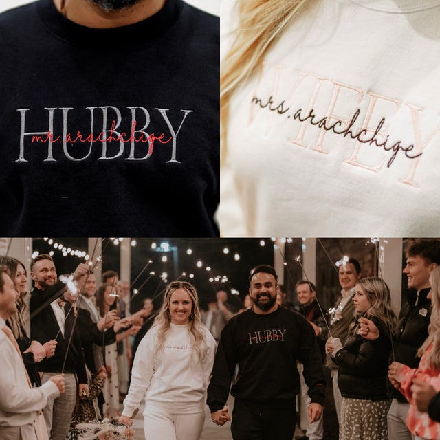 Personalized Embroidered Wife/Hubby Sweatshirt for Unique & Love | JNSCloth42