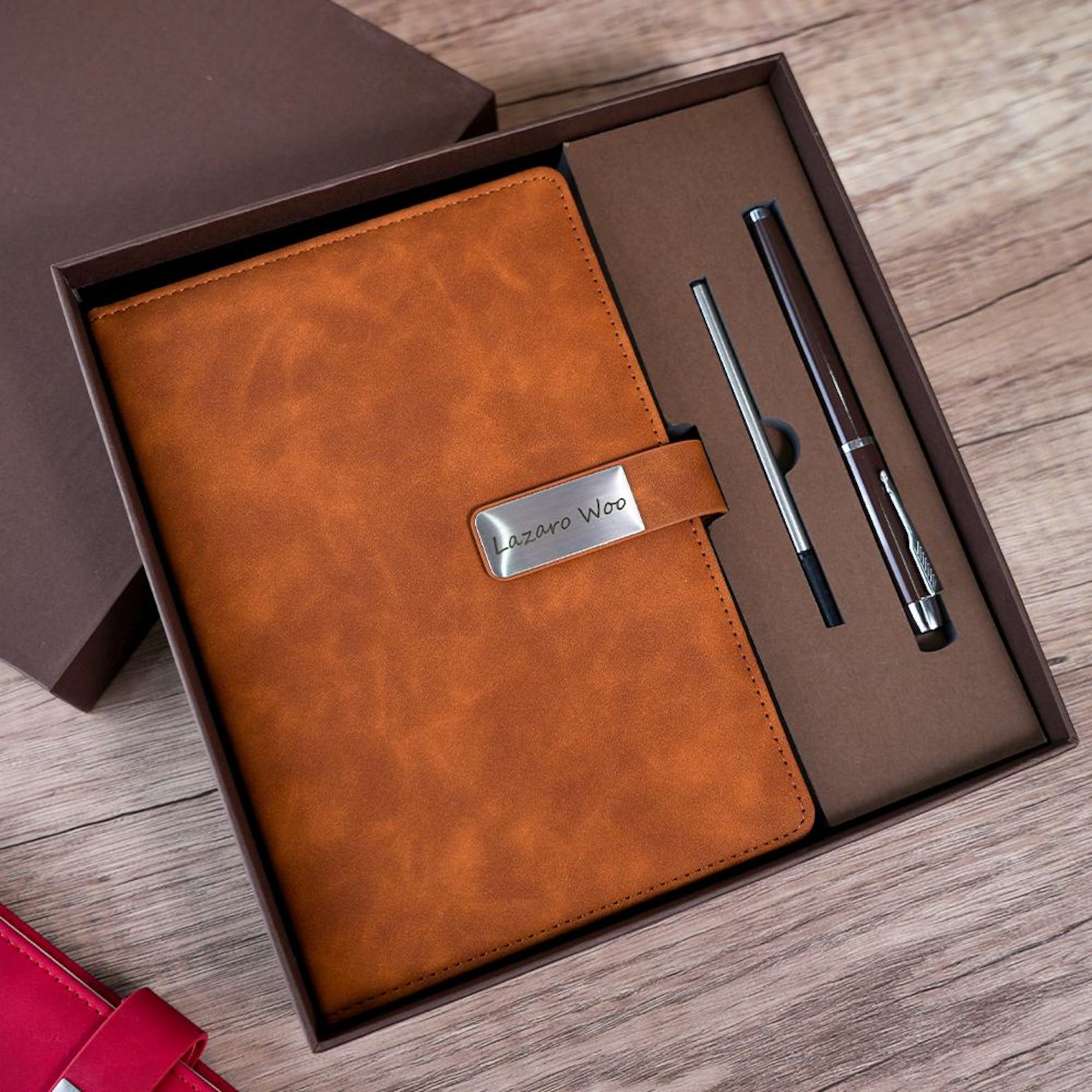 Personalized Name Engraving Leather Notebook Set for Unique & Love | JNSDec128