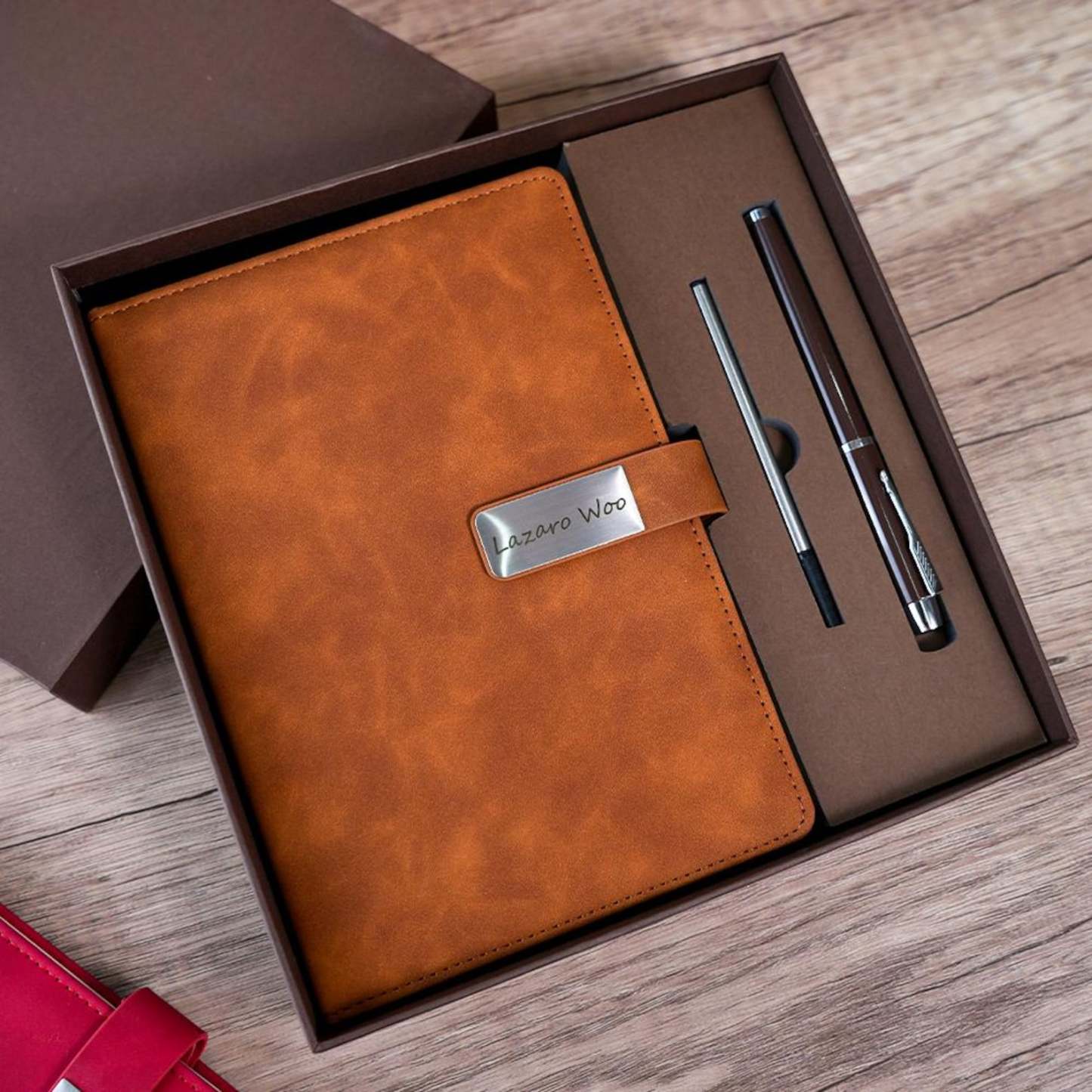 Personalized Name Engraving Leather Notebook Set for Unique & Love | JNSDec128