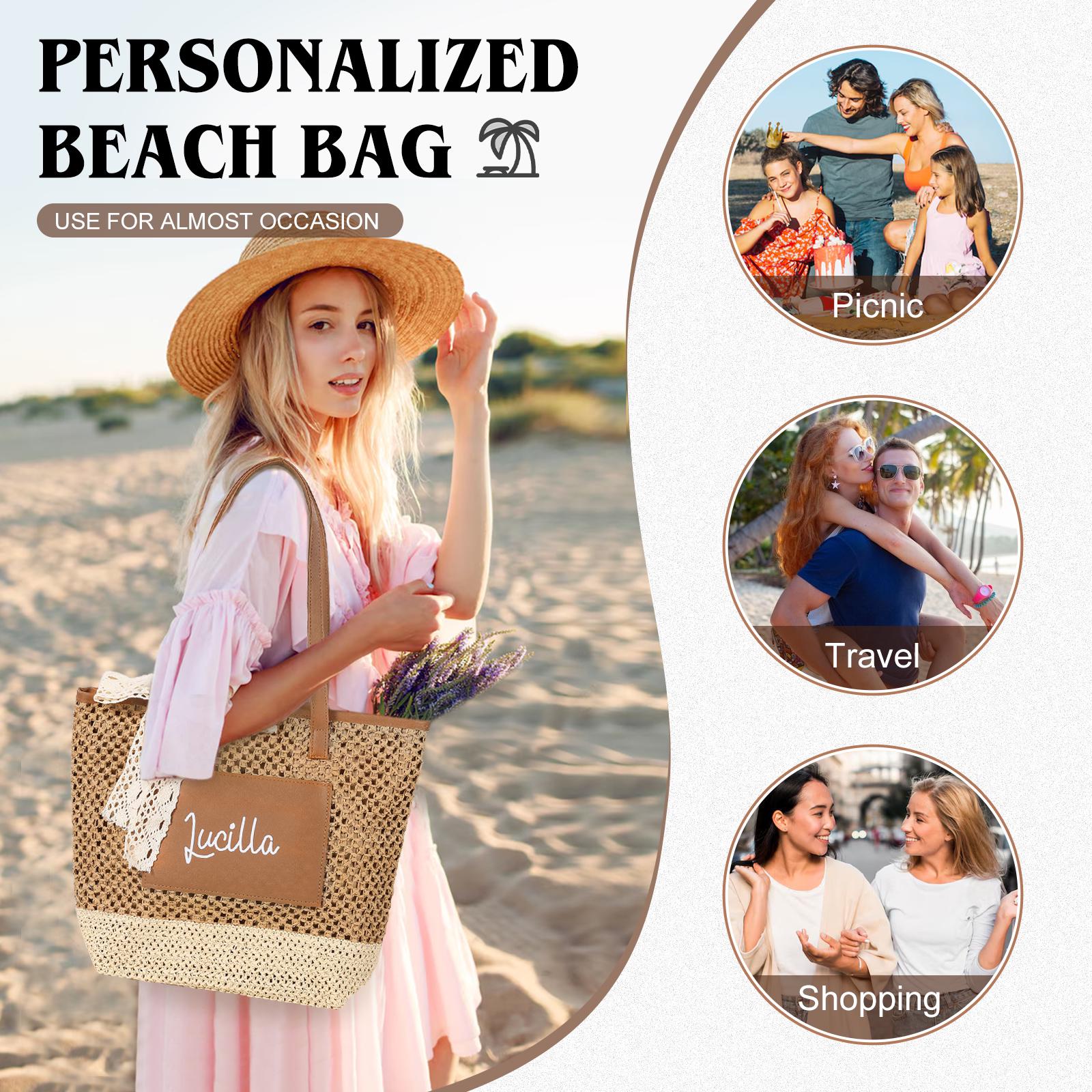 Personalized Name Straw Tote Bag for Unique & Love | JNSBag131