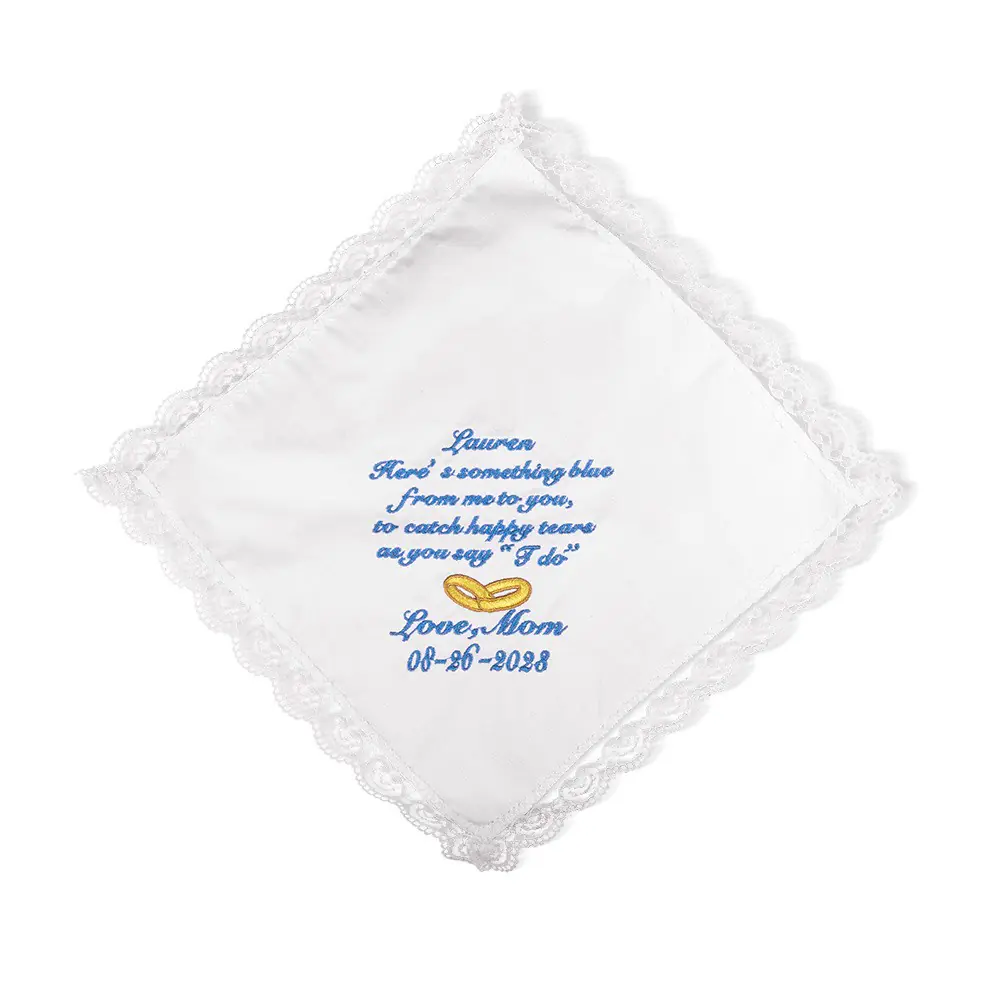 Personalized Wedding Lace Embroidery Handkerchief for Unique & Love | JNSCloth05