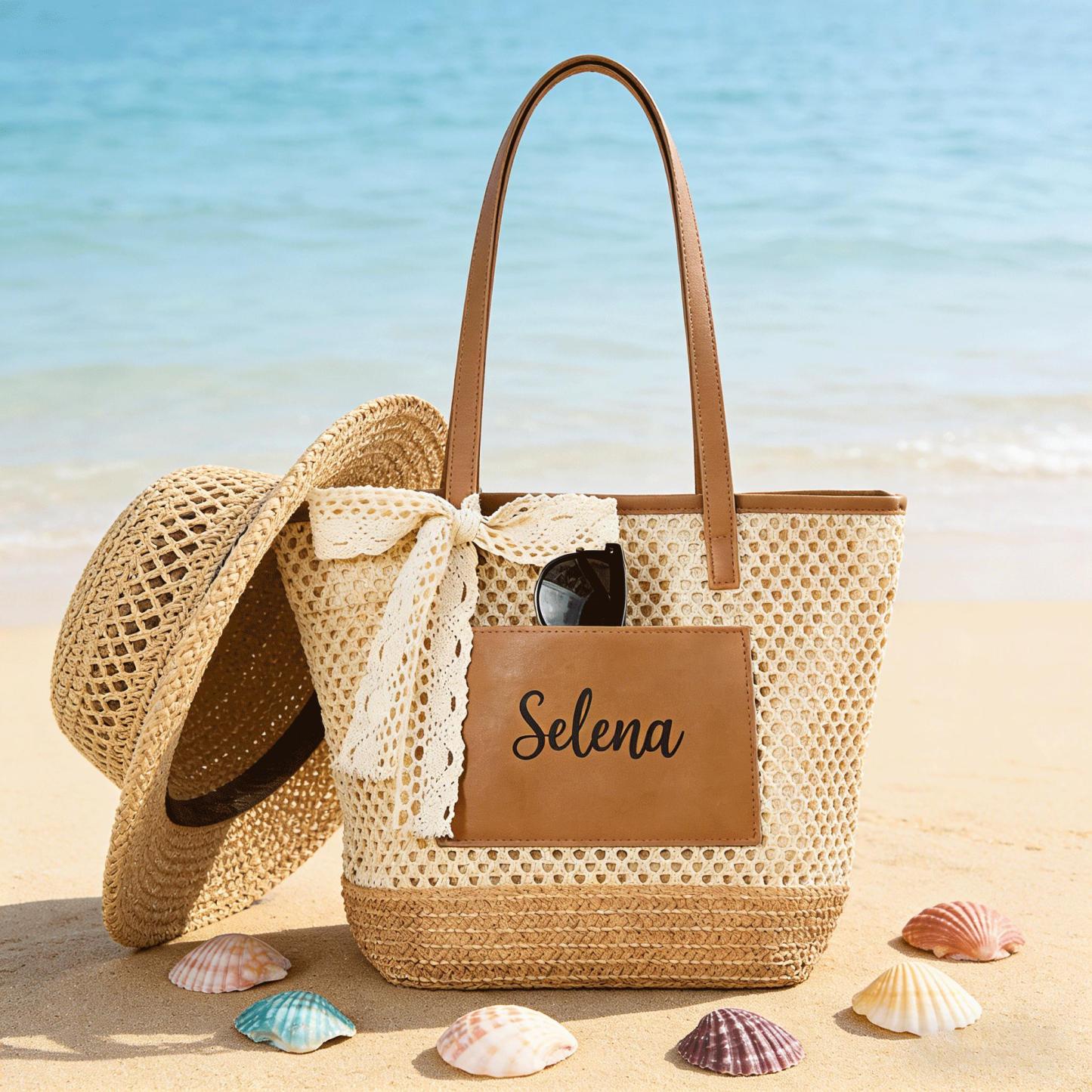 Personalized Name Straw Tote Bag for Unique & Love | JNSBag131