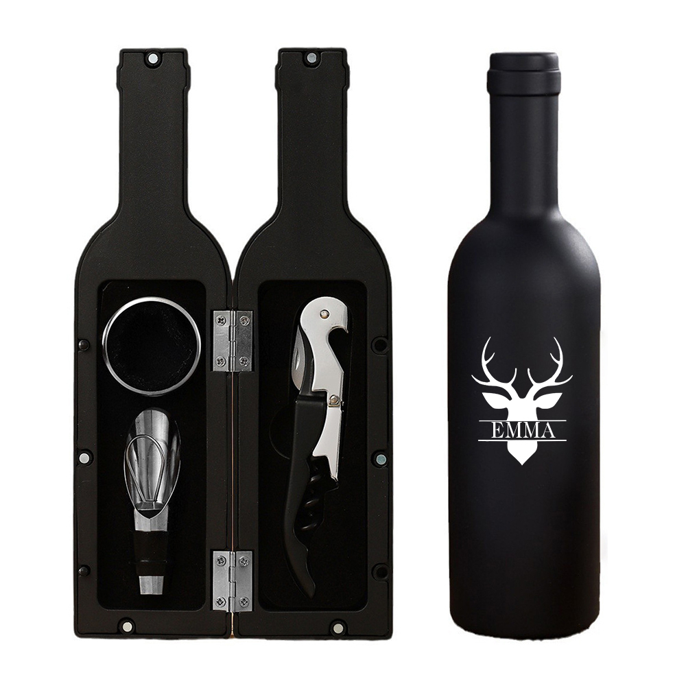 Personalized Monogram Wine Bottle Accessories Gift Set | JNSTool11