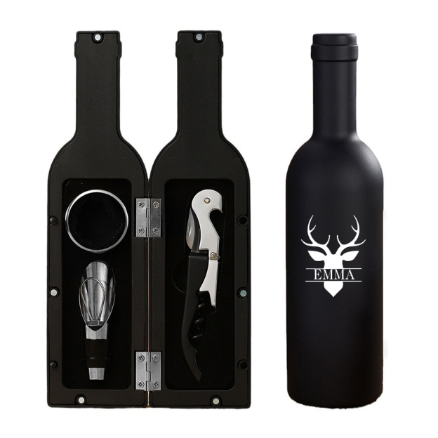 Personalized Monogram Wine Bottle Accessories Gift Set | JNSTool11