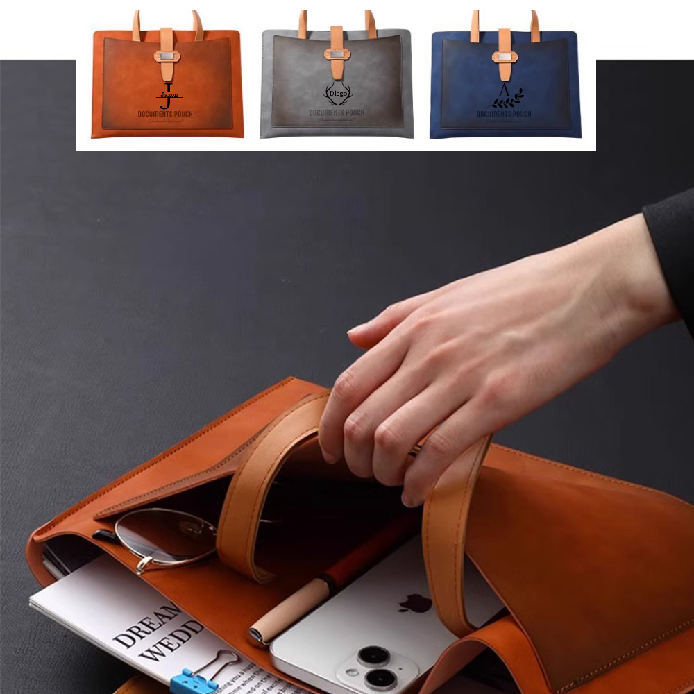 Personalized Monogram Leather Document Bag | JNSBag69