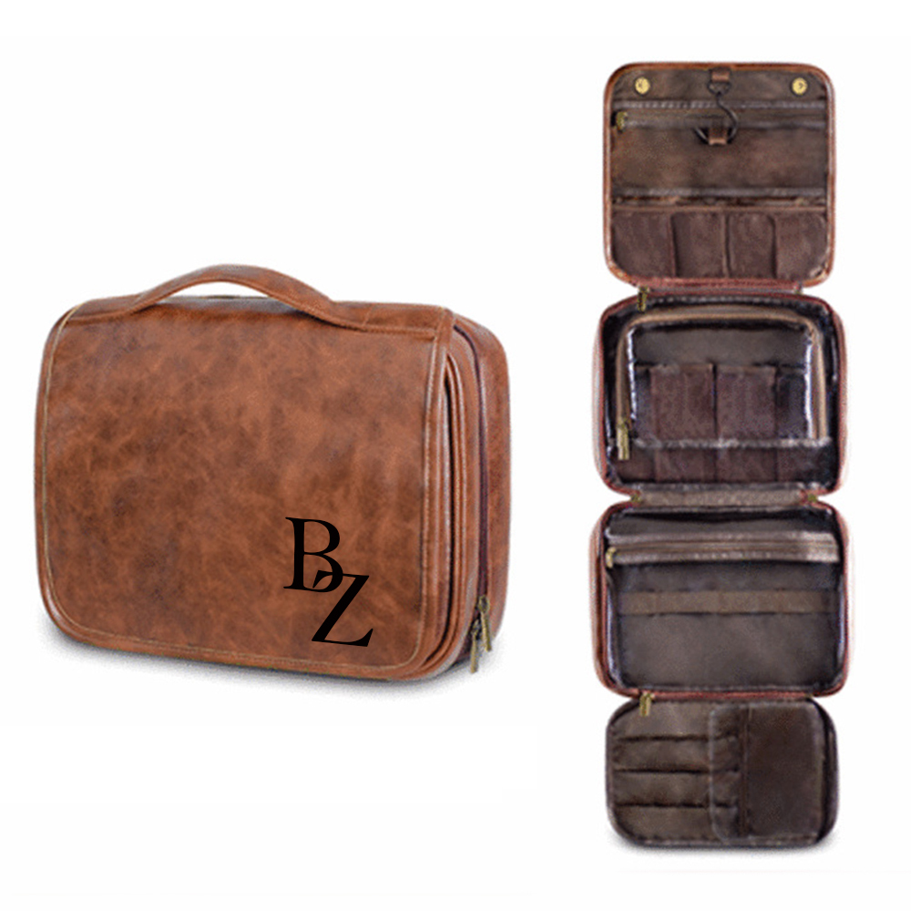 Personalized Leather Monogram Engraved Wash Bag for Unique & Love | JNSBag33