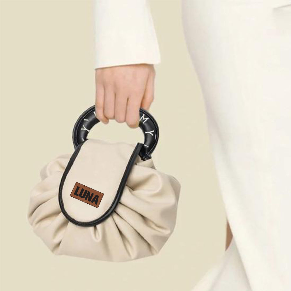 Personalized Leather Drawstring Portable Makeup Bag for Unique & Love | JNSBag104