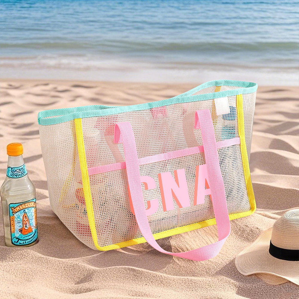 Personalized Monogram Beach Mesh Tote Bag for Unique & Love | JNSBag130