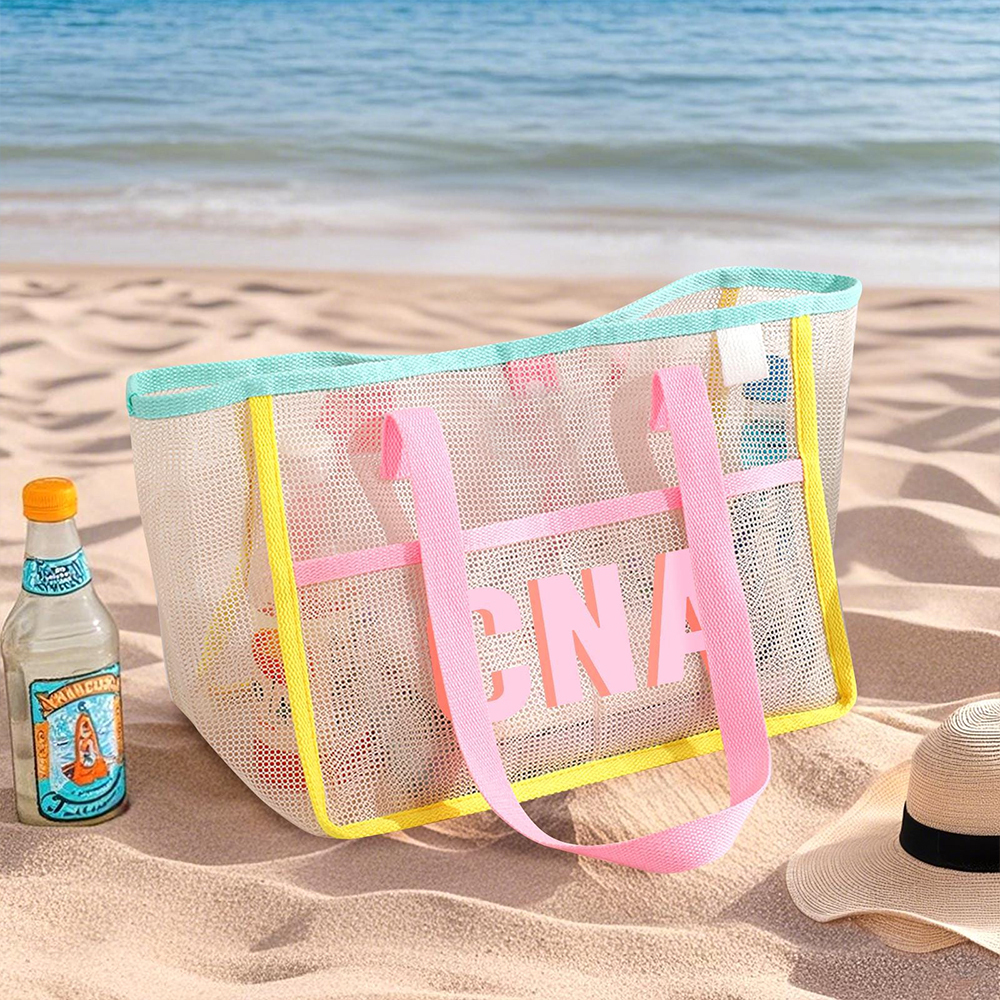 Personalized Monogram Beach Mesh Tote Bag for Unique & Love | JNSBag130