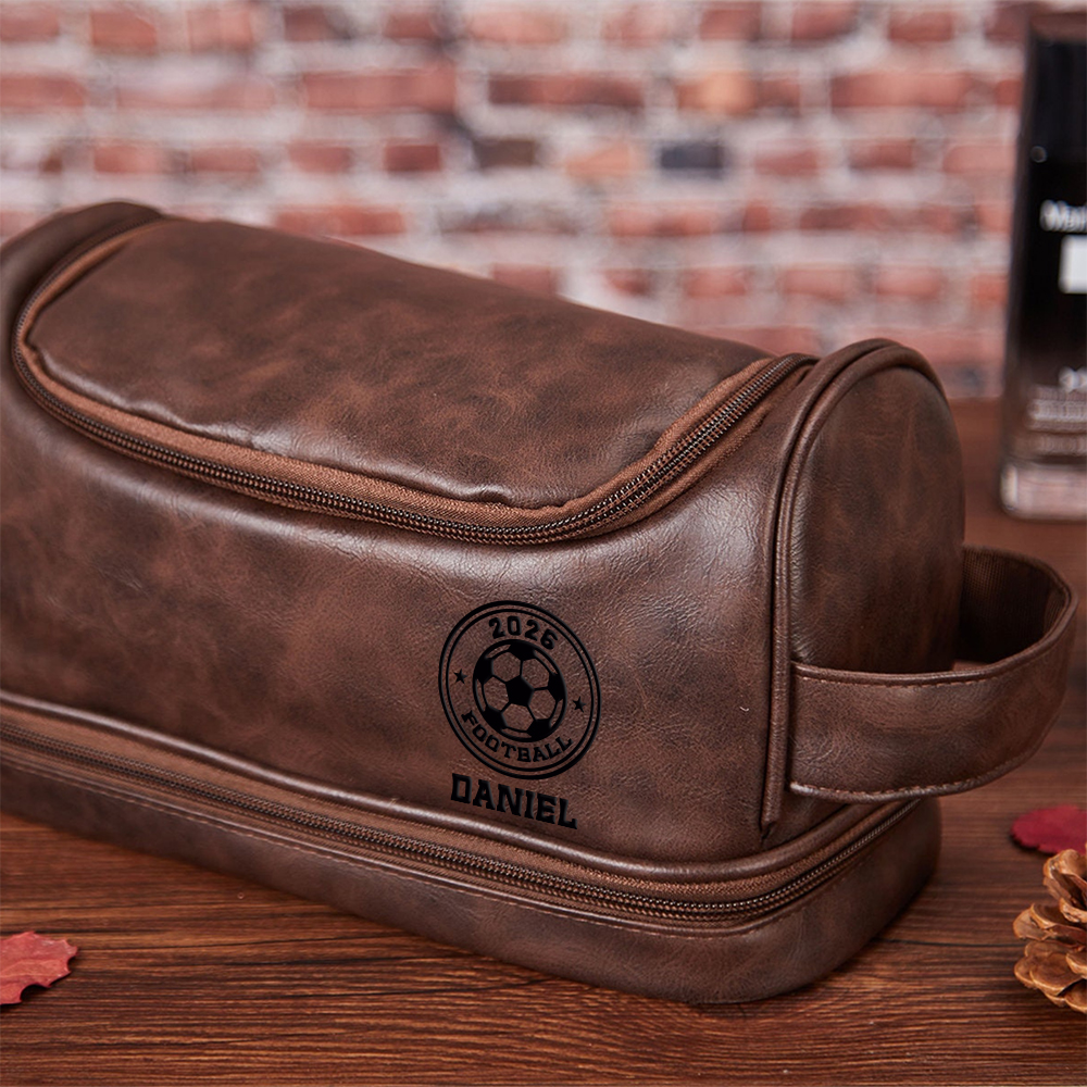 Personalized Leather Monogram Engraved Wash Bag for Unique & Love | JNSBag139