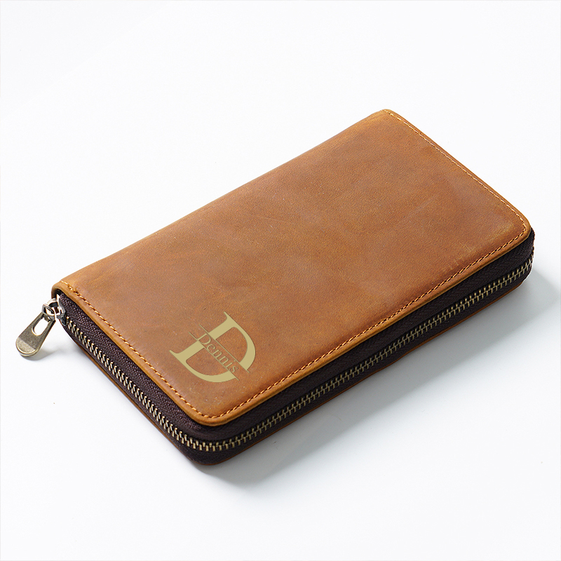 Personalized Monogrammed Genuine Leather Pen Holder Organizer with Zipper | JNSBag44